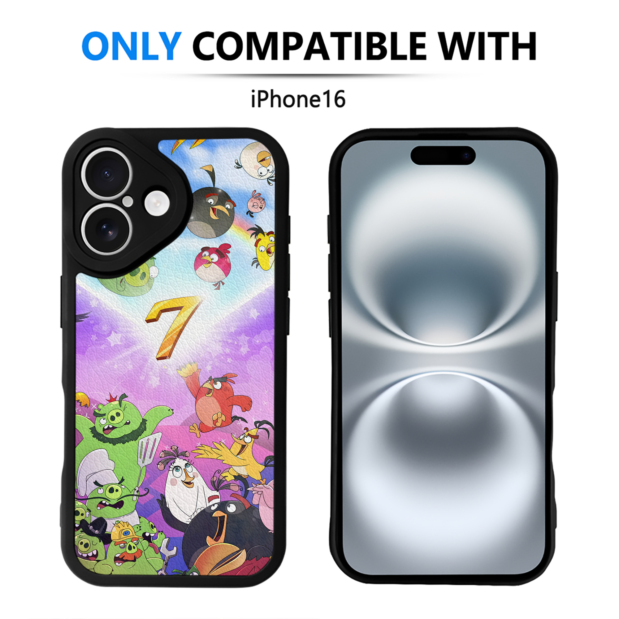 （画像用） Angry Birds アングリーバード 【iPhone 16シリーズ対応】シリコンスマホケース（レザー調） 材質：シリコン